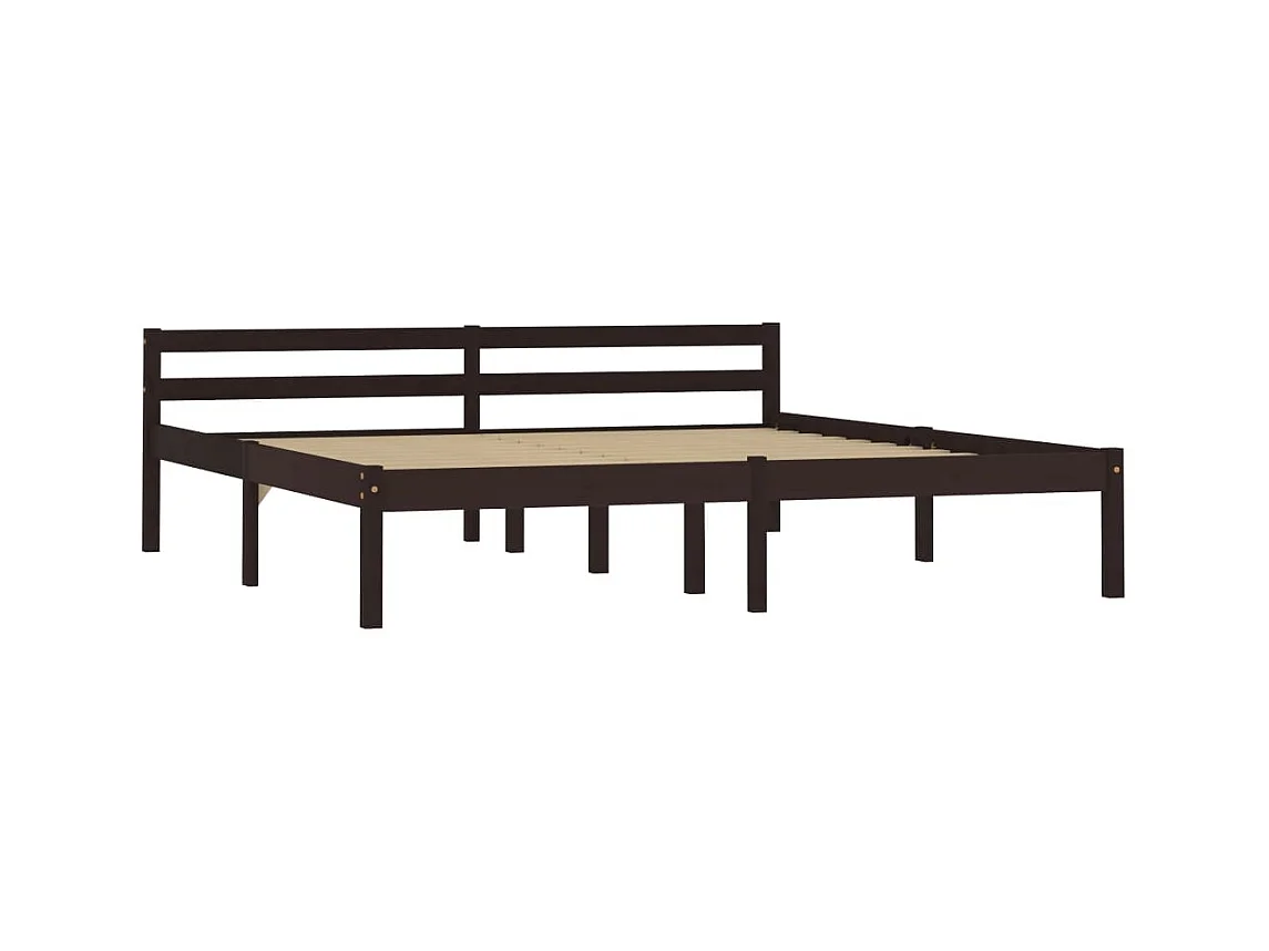 Cadre de lit sans matelas marron foncé pin massif 180x200 cm
