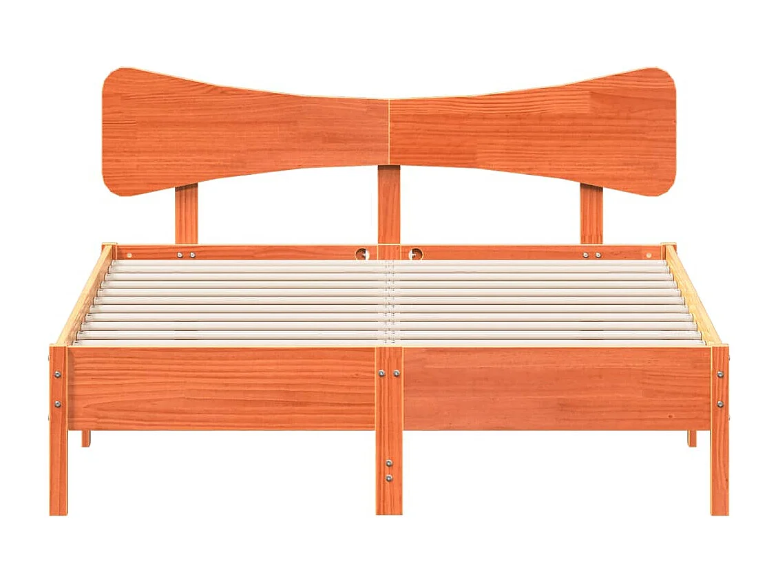 Struttura letto senza materasso, cera marrone, 140x200cm, legno massello di pino