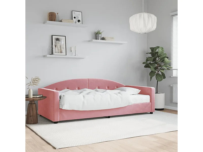 Divano letto con materasso rosa 90x200 cm in velluto