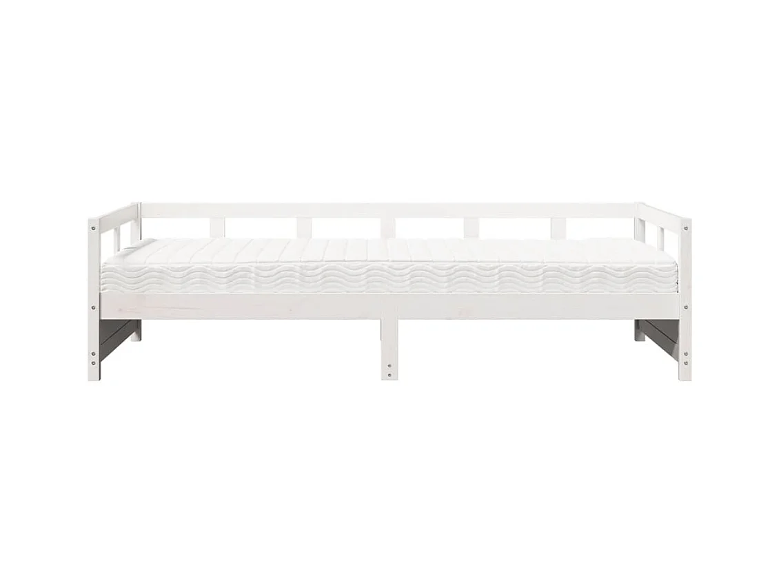 Dagbed met witte matras 90x200 cm massief grenenhout