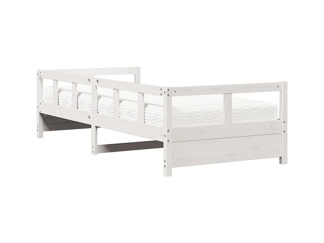 Dagbed met witte matras 90x200 cm massief grenenhout