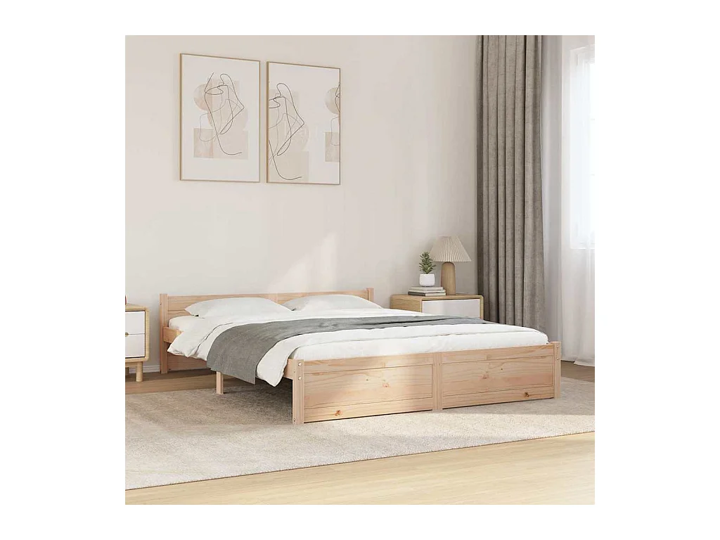 Cadre de lit sans matelas bois massif 140x200 cm