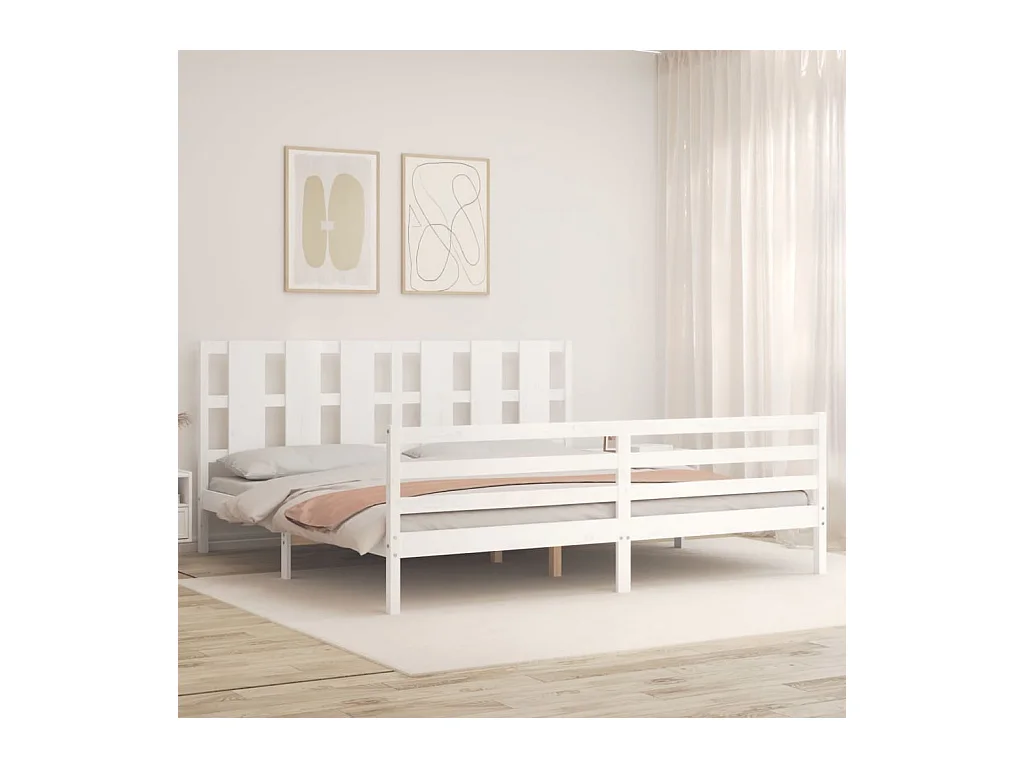 Struttura letto senza materasso bianco 200x200 cm in legno massello