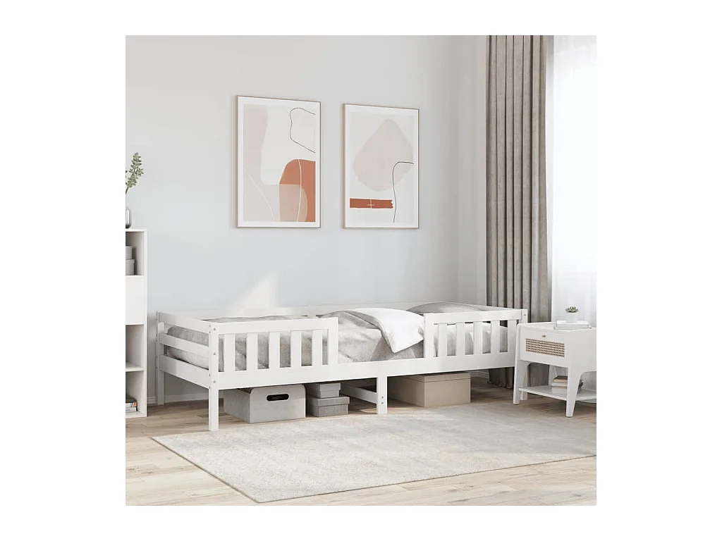 Struttura letto senza materasso bianco 90x200 cm in legno massello di pino