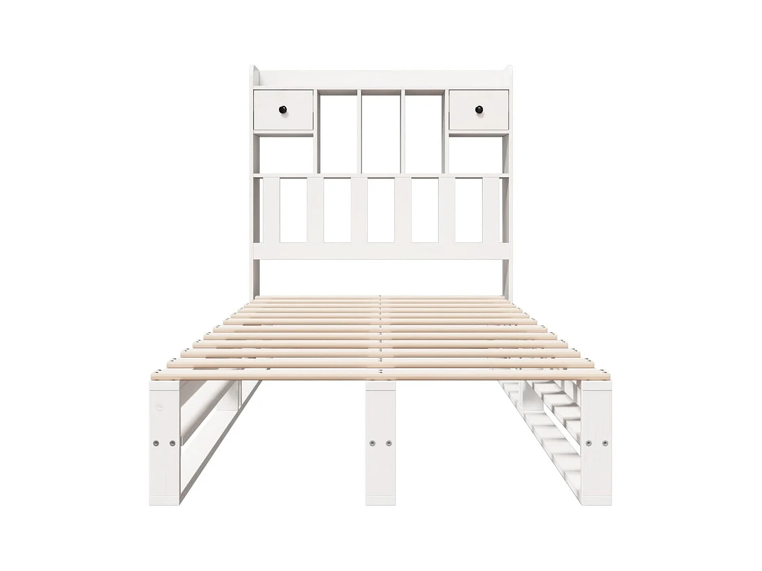 Cama librería blanca sin colchón 75x190cm madera maciza de pino