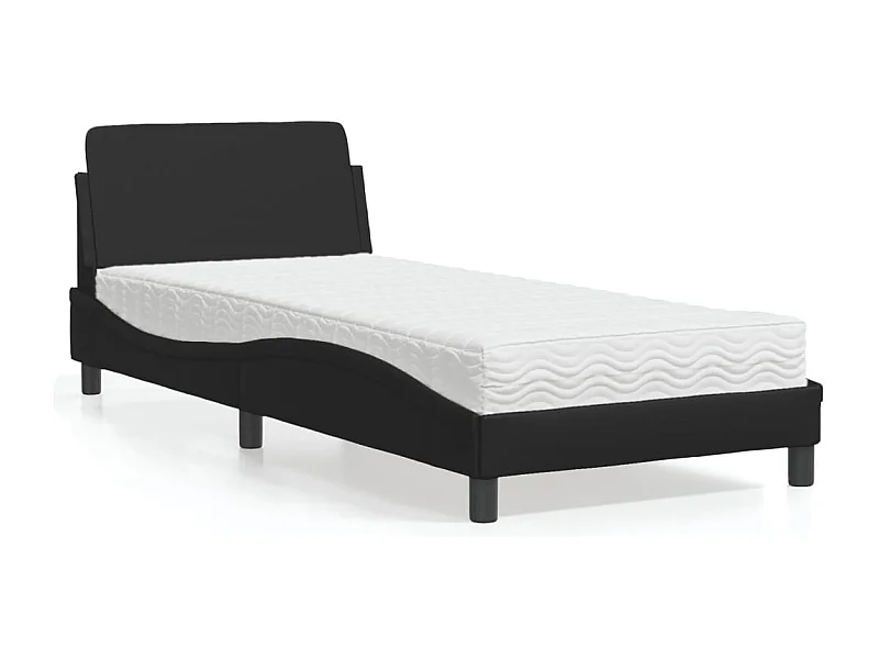 Bed met zwarte matras 90x200 cm imitatieleer