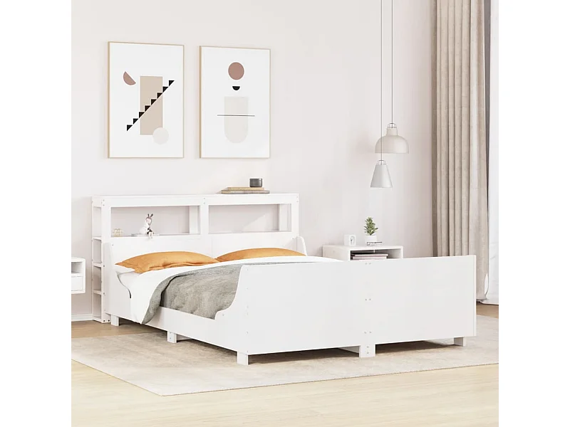 Struttura letto senza materasso bianco 120x200 cm in legno massello di pino