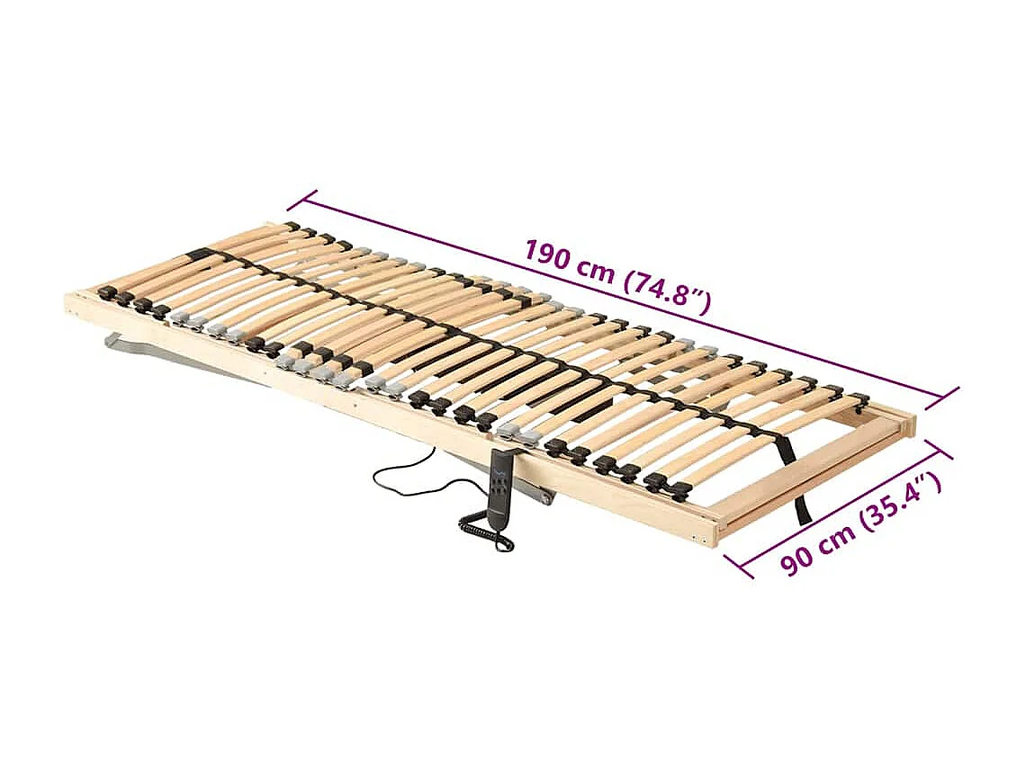 Sommier à lattes Marron 90 x 190 cm Bois de hêtre massif