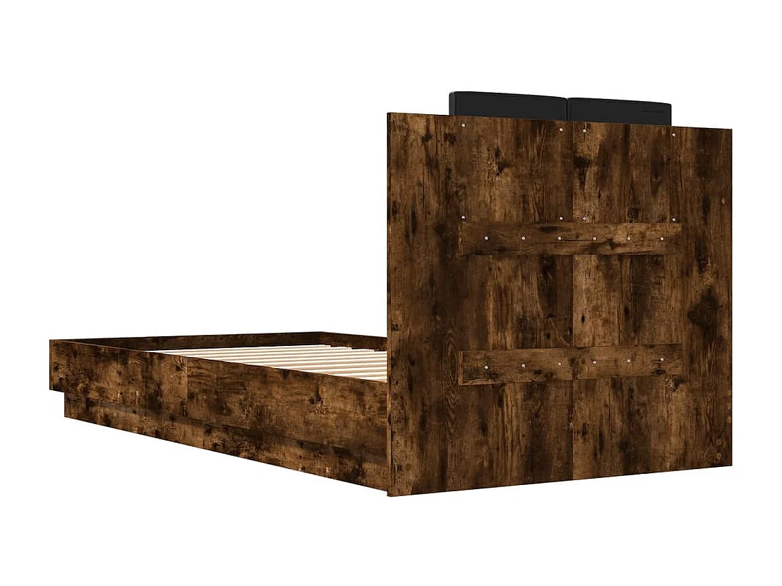 Cadre de lit avec LED sans matelas chêne fumé 90x190 cm