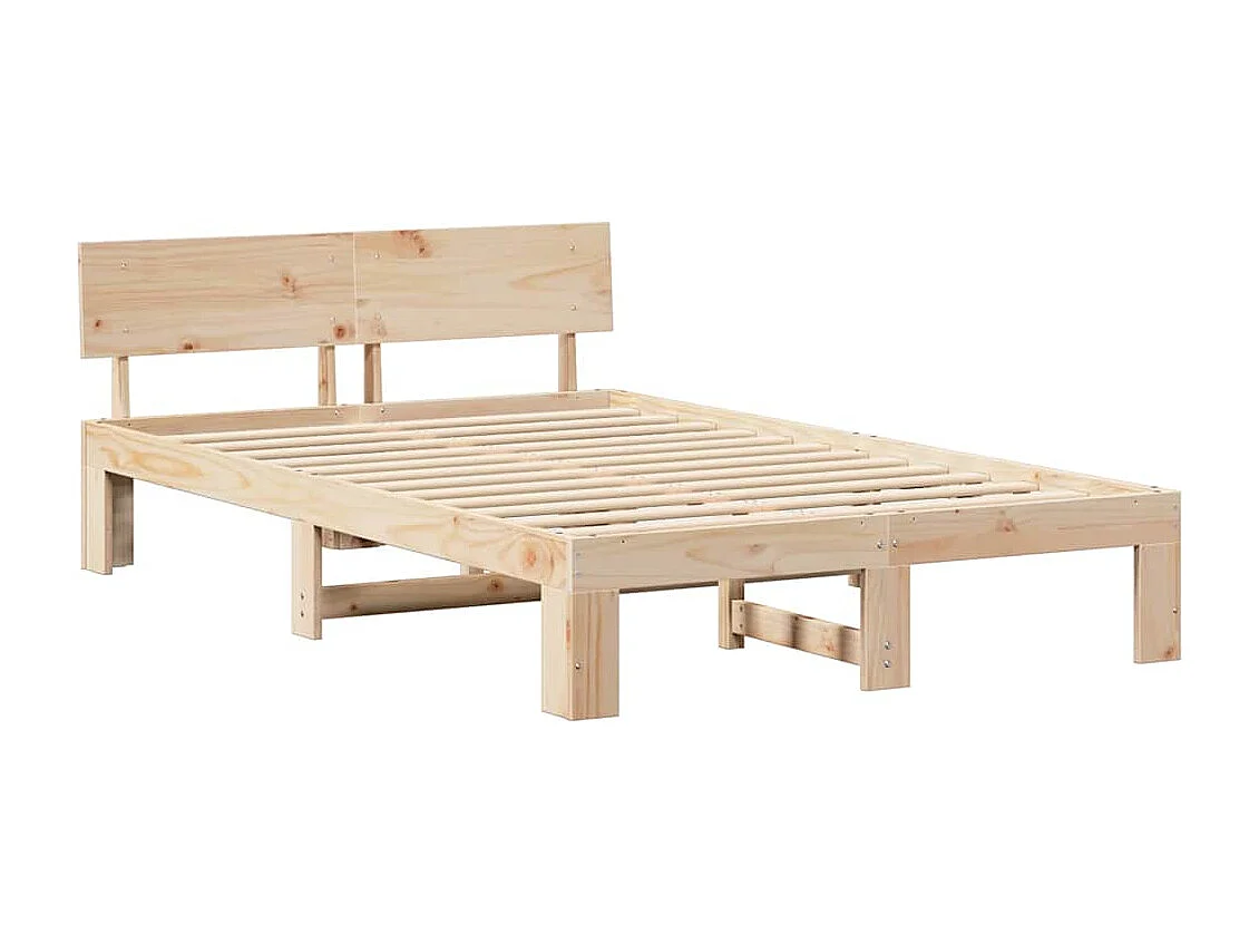 Estructura de cama marrón 135 x 190 cm madera maciza de pino