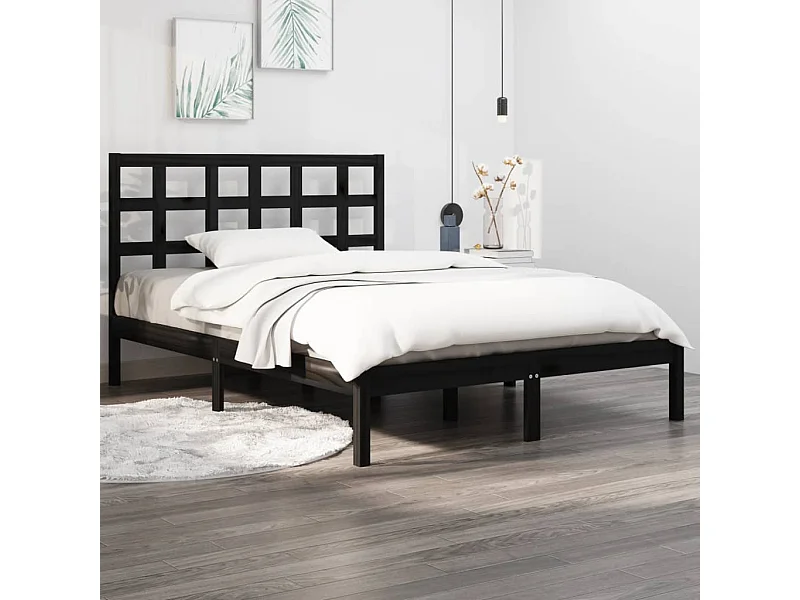 Struttura letto senza materasso nero 140x190 cm in legno massello