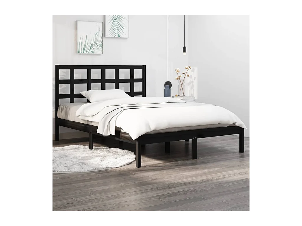 Struttura letto senza materasso nero 140x190 cm in legno massello