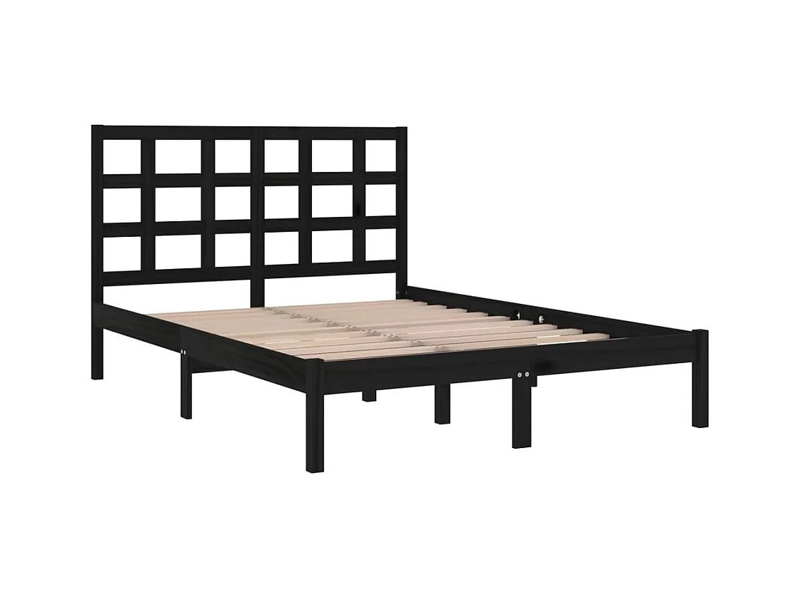 Struttura letto senza materasso nero 140x190 cm in legno massello