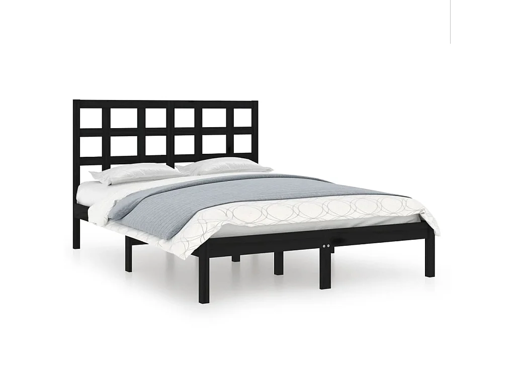 Struttura letto senza materasso nero 140x190 cm in legno massello