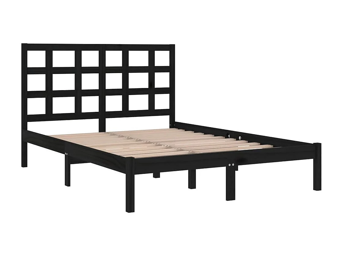 Struttura letto senza materasso nero 140x190 cm in legno massello
