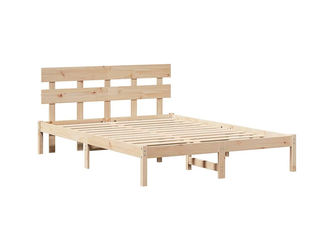 Bruin bedframe 150 x 200 cm massief grenenhout