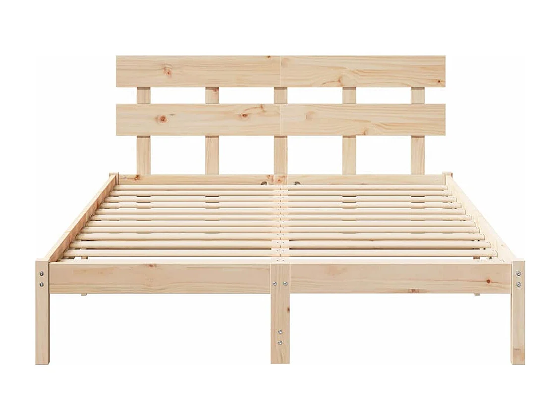 Struttura letto marrone 150 x 200 cm in legno massello di pino