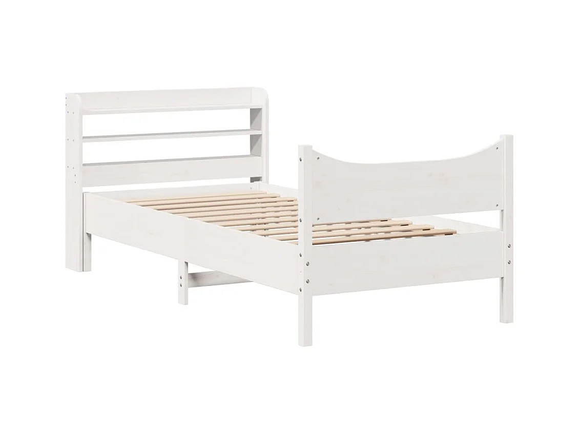 Bedframe met wit hoofdeinde 90x200cm massief grenenhout