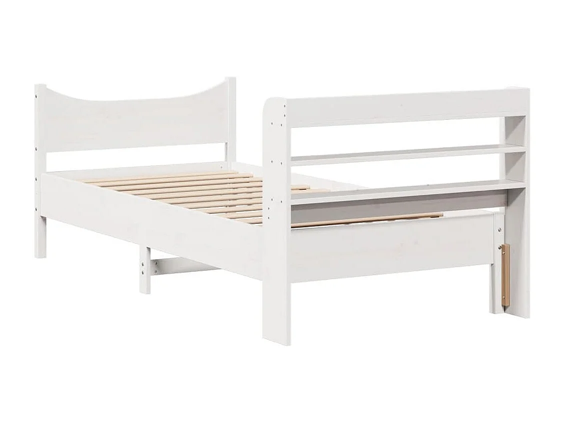 Bedframe met wit hoofdeinde 90x200cm massief grenenhout