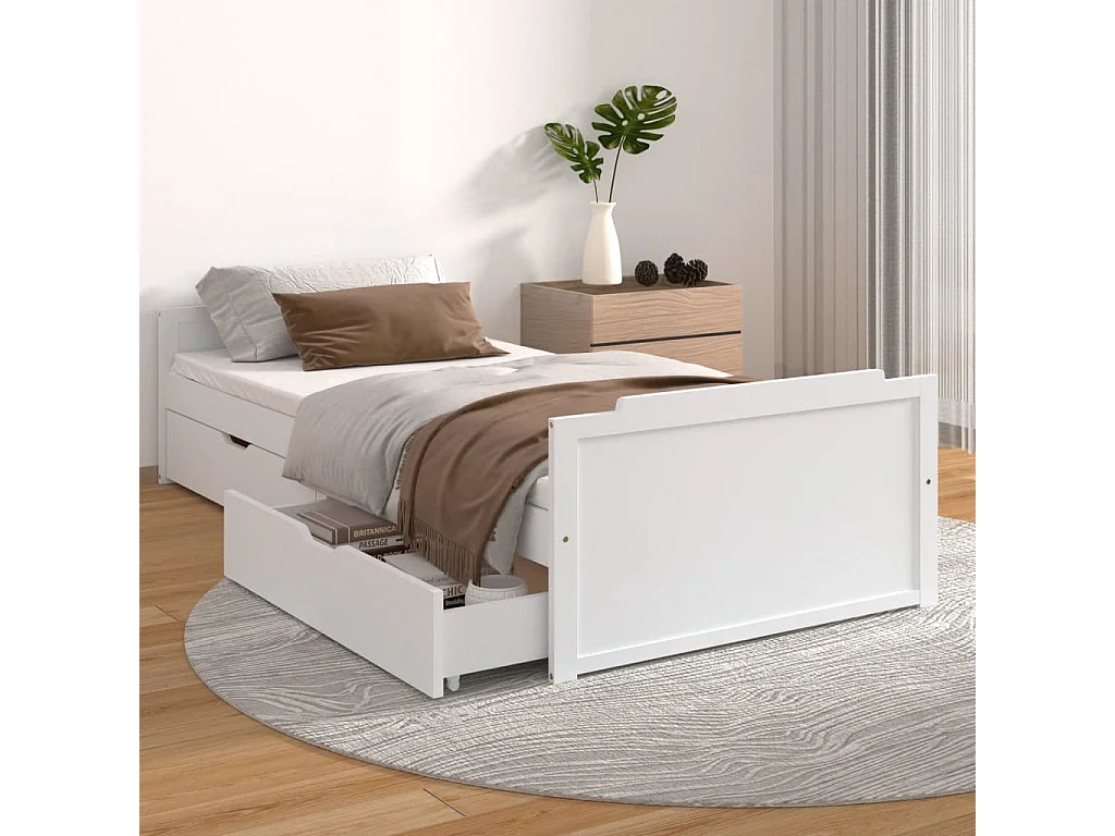 Cadre de lit sans matelas blanc bois de pin massif 90x200 cm