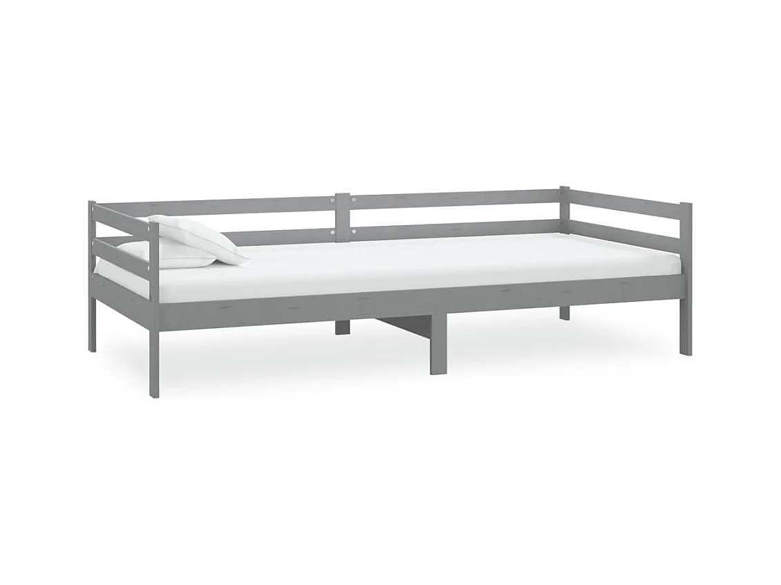 Daybed con colchón 90x200 cm Gris Madera maciza de pino