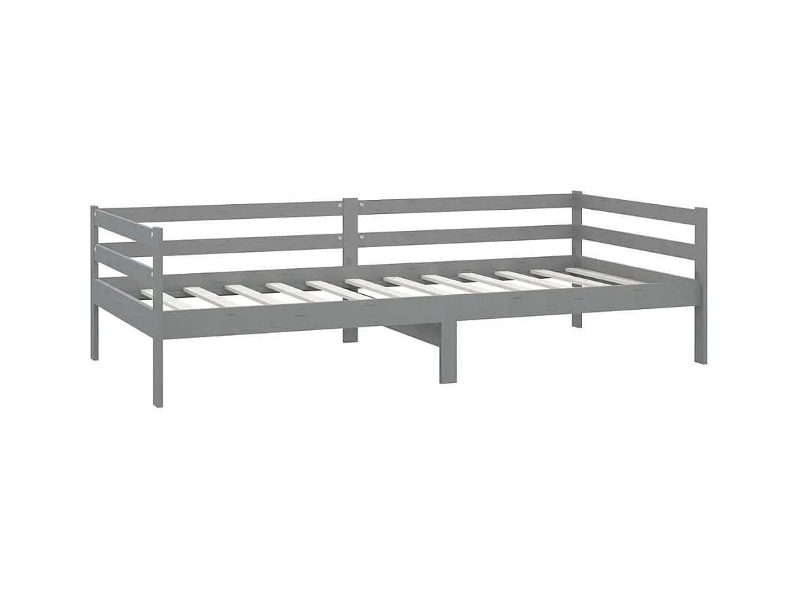 Daybed con colchón 90x200 cm Gris Madera maciza de pino