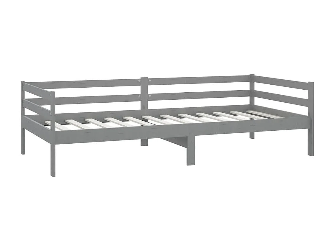 Lit de repos avec matelas 90x200 cm Gris Bois de pin massif
