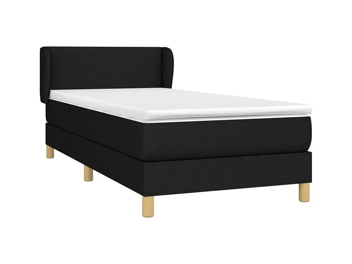 Sommier à lattes de lit avec matelas Noir 90x200 cm Tissu