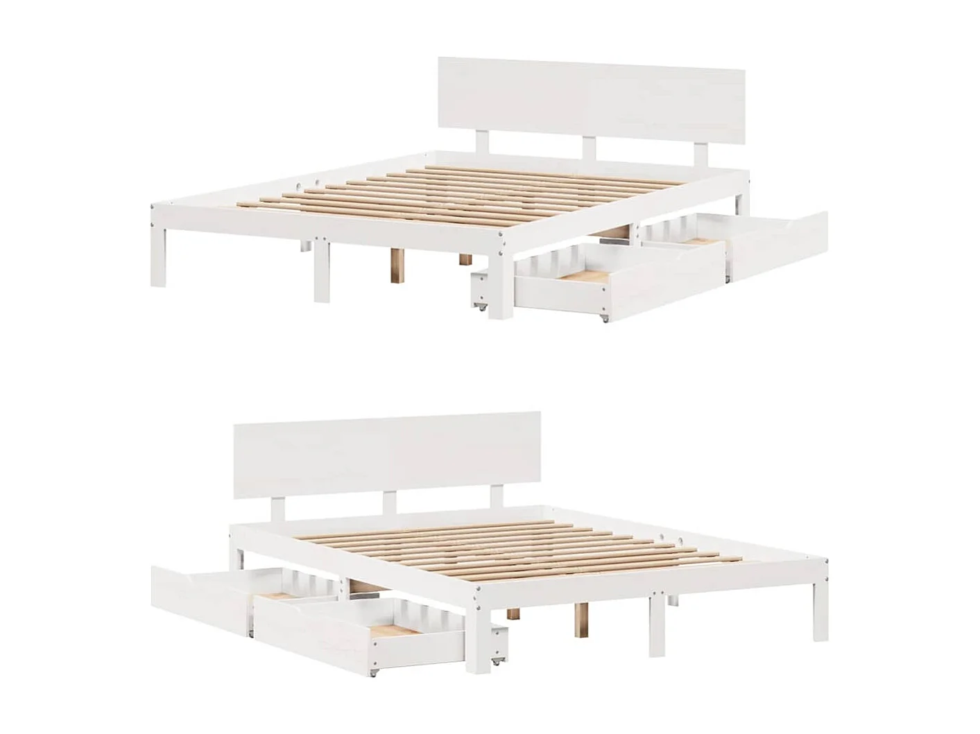 Bedframe met lades zonder matras wit 120x190 cm