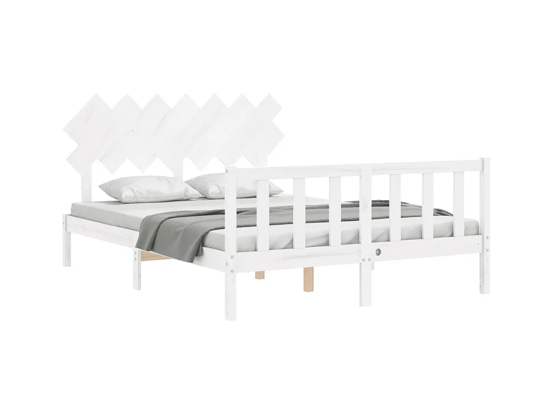 Cadre de lit sans matelas blanc 140x190 cm bois de pin massif