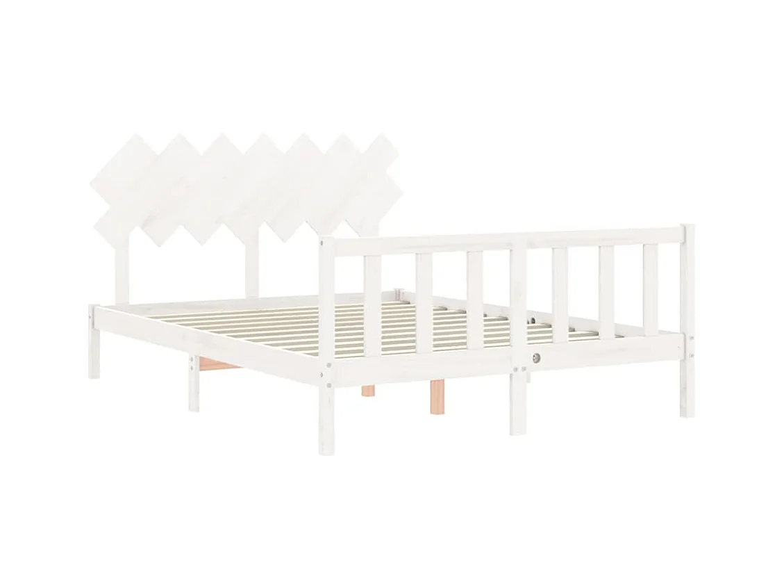 Cadre de lit sans matelas blanc 140x190 cm bois de pin massif