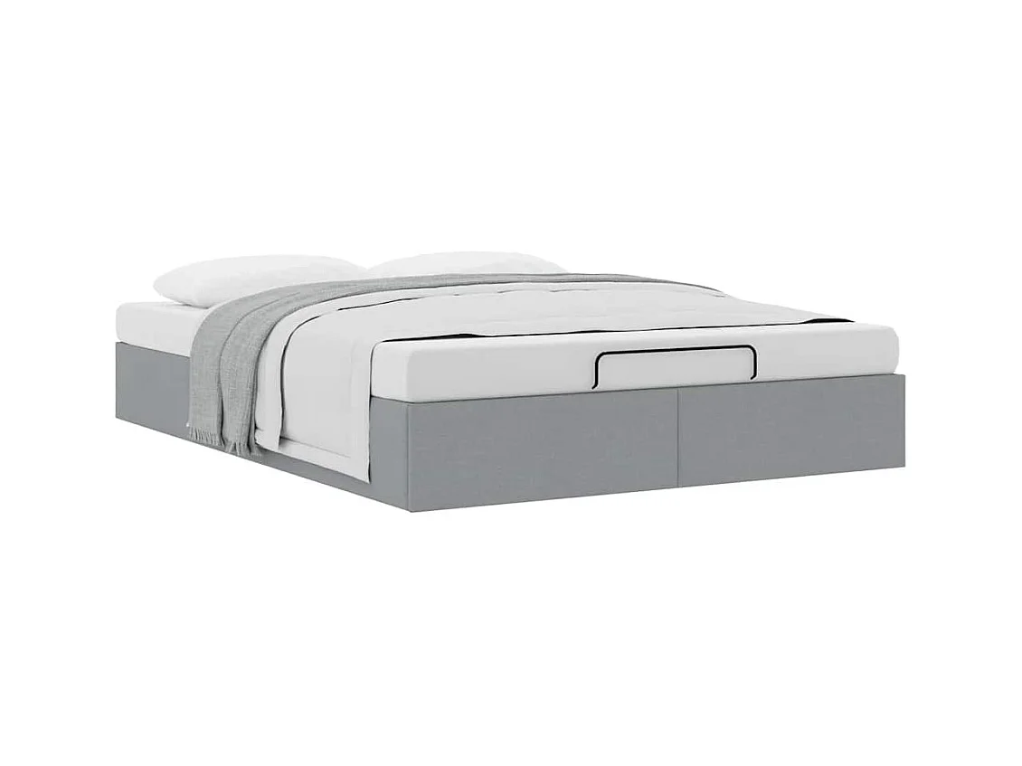 Ottomaanse bedframe zonder matras lichtgrijs 140x200 cm stof