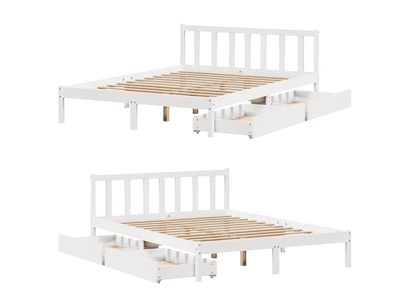 Bedframe zonder matras wit 150x200 cm massief grenenhout