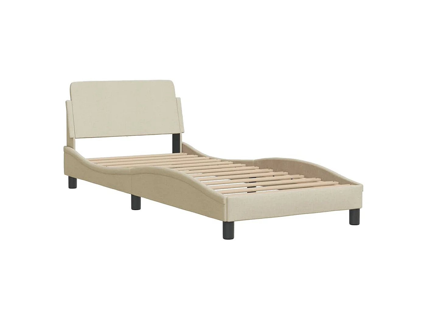 Estructura de cama con luces LED tela crema 90x190 cm