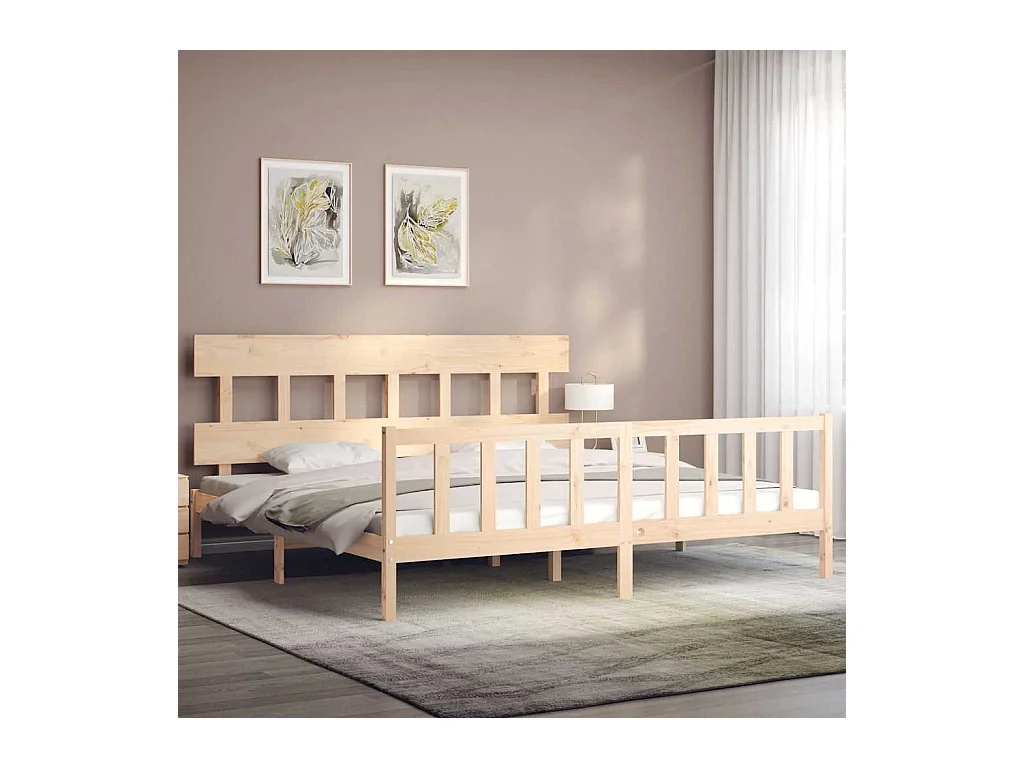 Estructura de cama sin colchón 200x200 cm madera maciza de pino