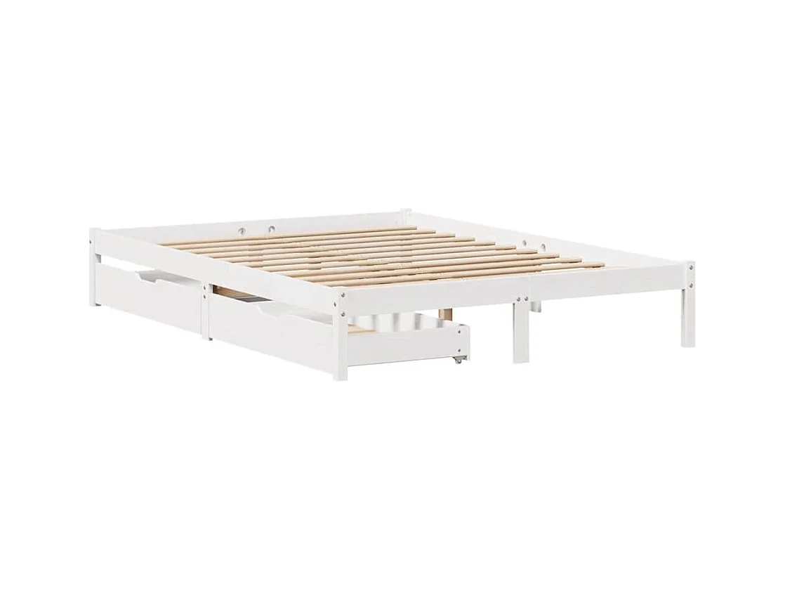 Struttura letto senza materasso bianco 140x200 cm in legno massello di pino