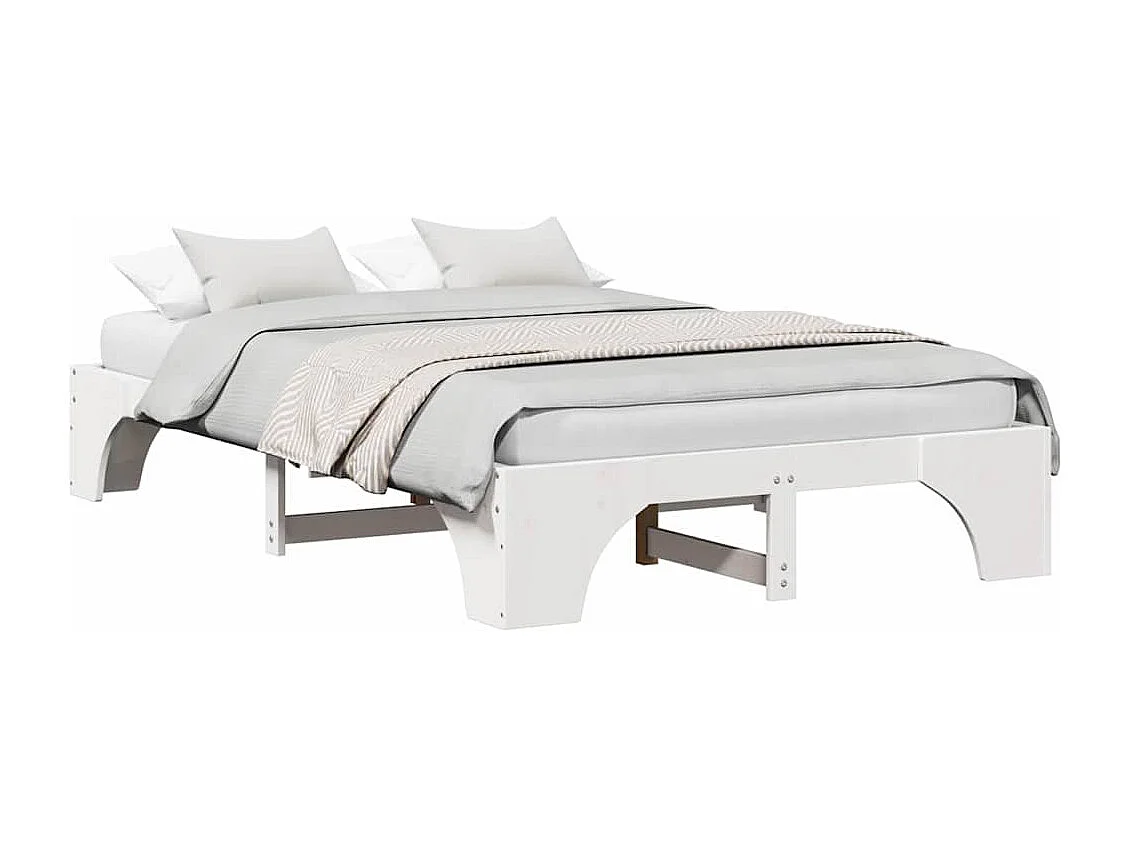 Estructura de cama blanca 135 x 190 cm Madera maciza de pino