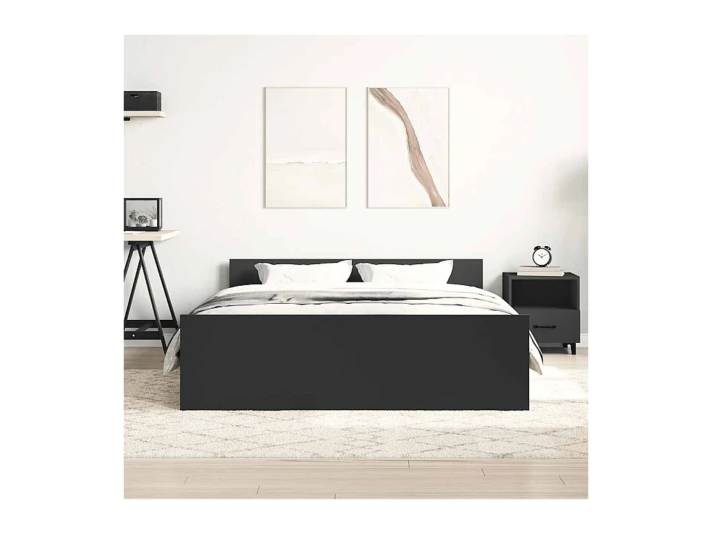 Cadre de lit sans matelas noir 140x200 cm