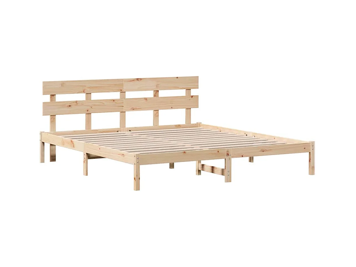 Struttura letto marrone 200 x 200 cm in legno massello di pino