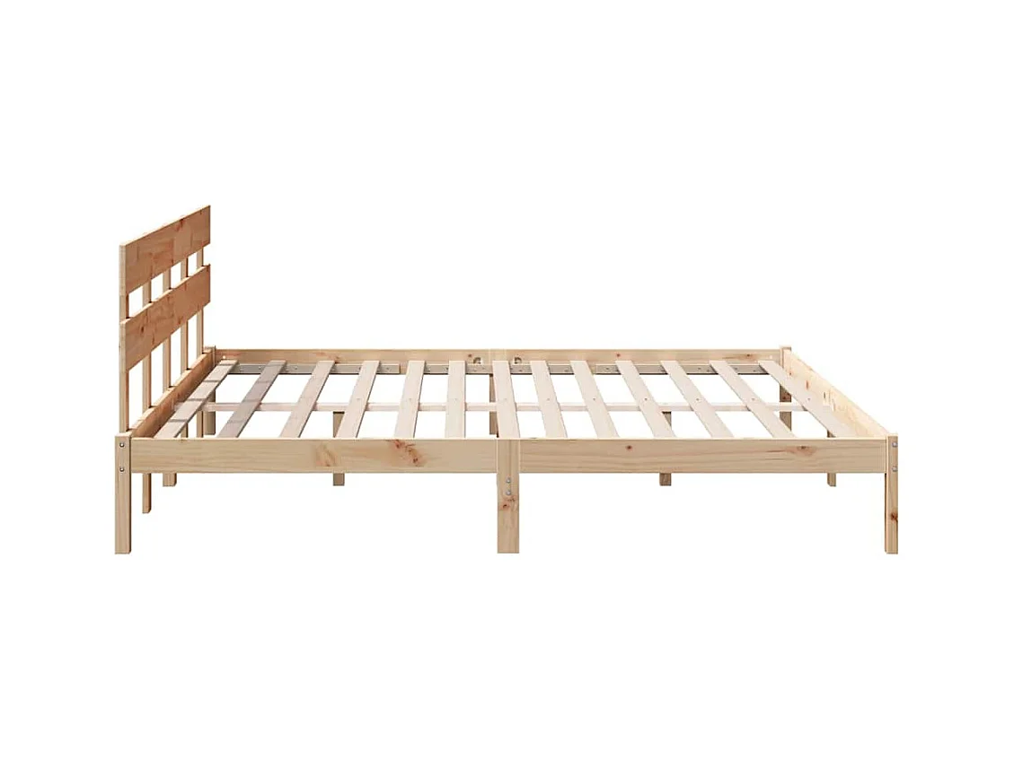 Struttura letto marrone 200 x 200 cm in legno massello di pino