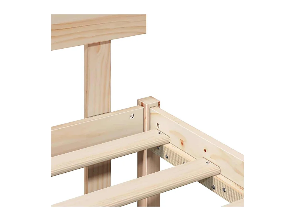 Struttura letto marrone 200 x 200 cm in legno massello di pino