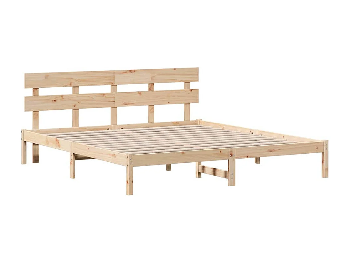 Struttura letto marrone 200 x 200 cm in legno massello di pino