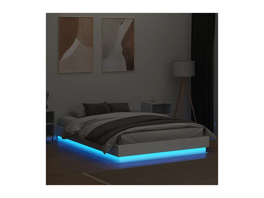 Struttura letto con LED senza materasso bianco 160x200 cm