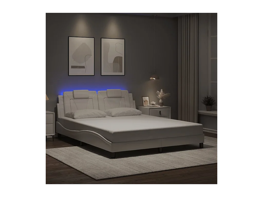 Bedframe met LED zonder matras wit 160x200 cm