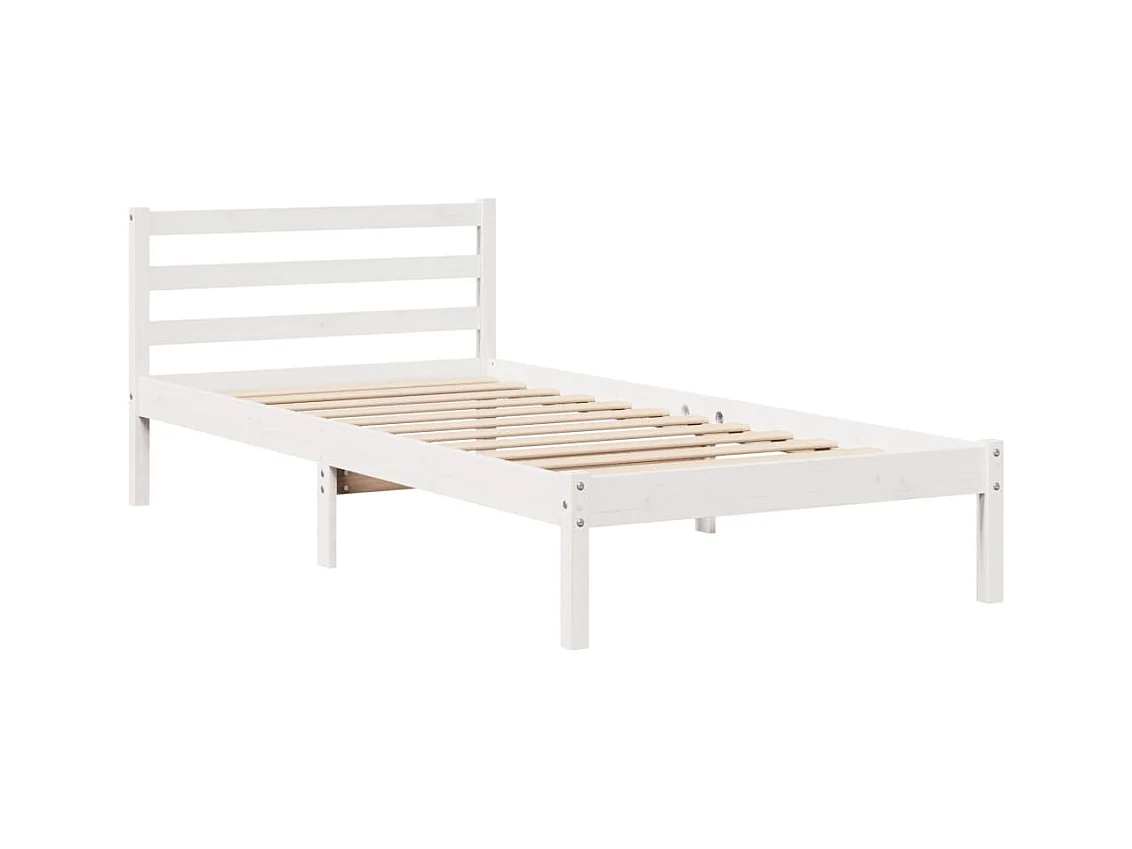 Cama librería blanca sin colchón 90x190cm madera maciza de pino
