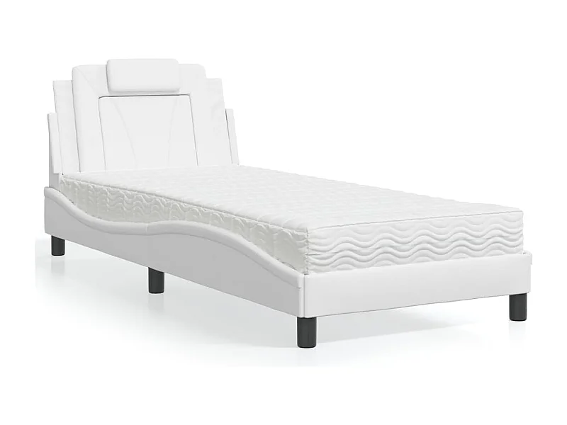 Letto con materasso bianco 90x200 cm in similpelle