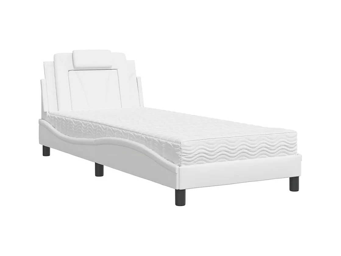 Letto con materasso bianco 90x200 cm in similpelle
