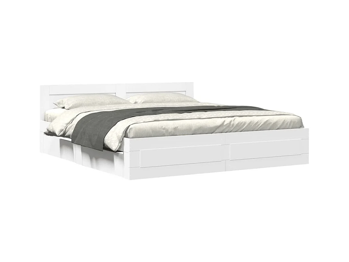 Bedframe met hoofdbord zonder matras wit 180x200 cm