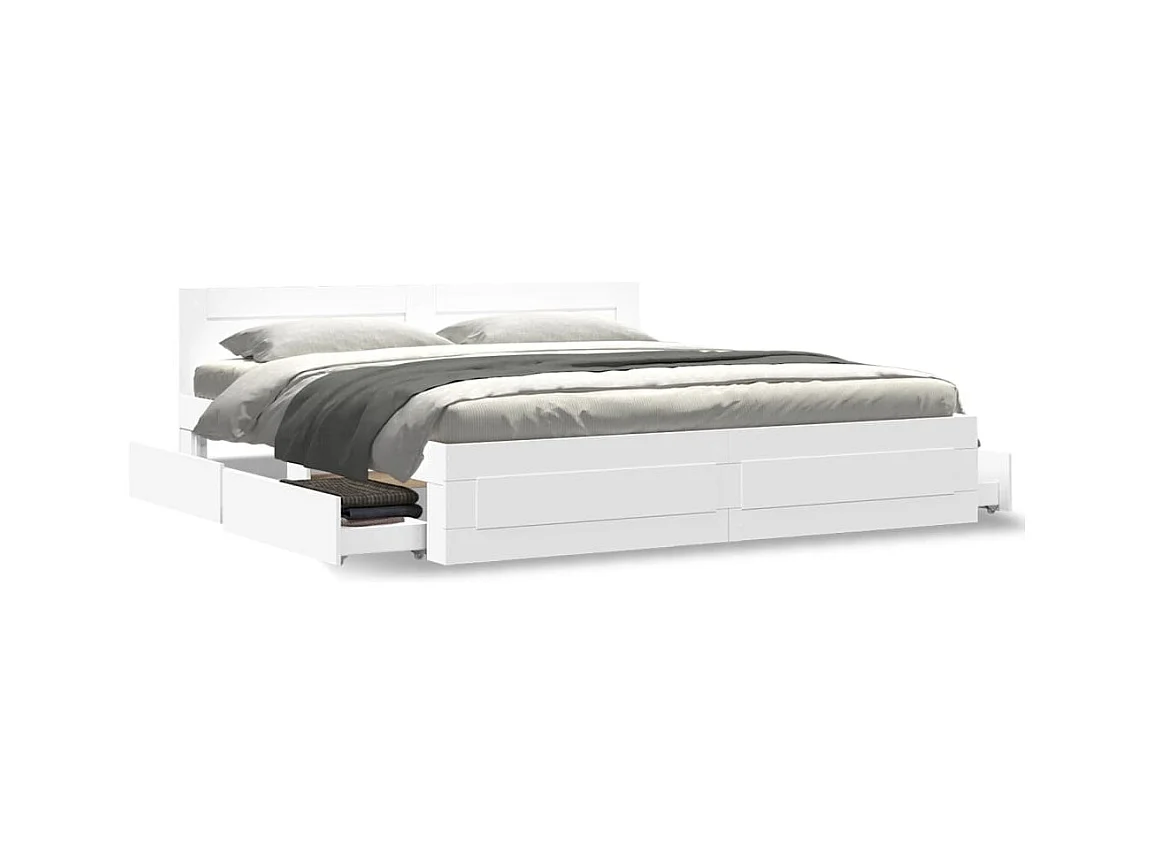 Bedframe met hoofdbord zonder matras wit 180x200 cm