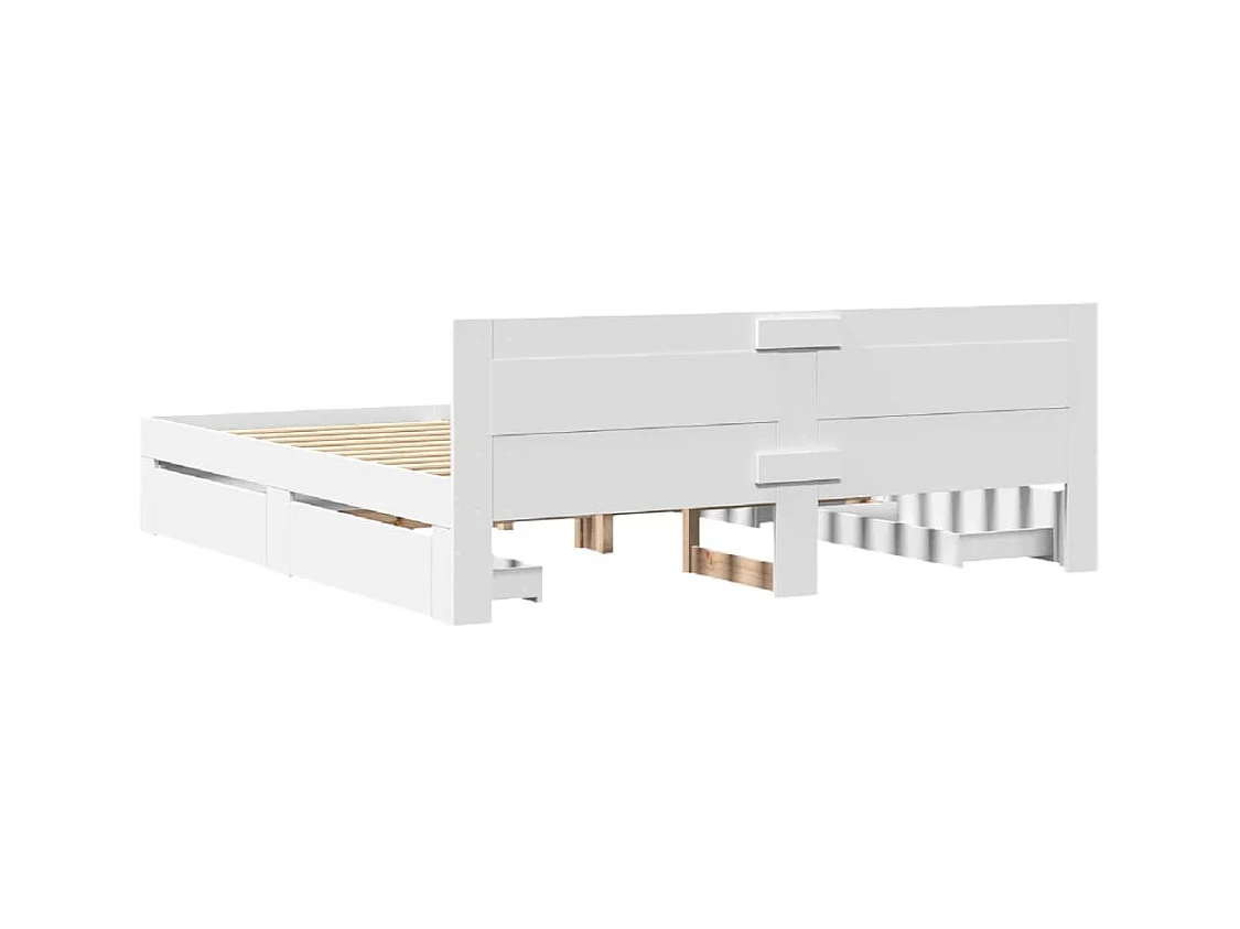 Bedframe met hoofdbord zonder matras wit 180x200 cm